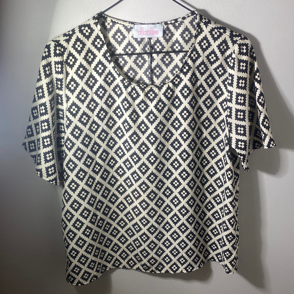 Chanlee Medium Black and White Blouse Polyester Business Attire Office